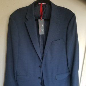 Tommy Hilfiger Size 42L Blue Sharkskin Modern-Fit TH Flex Stretch Suit Jacket